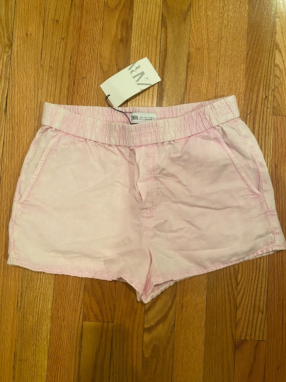 Zara Pale Pink Elastic-Waist Athletic Lounge Shorts